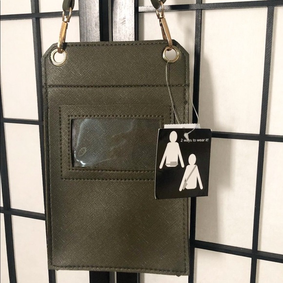 Olive green crossbody bag . Can be worn two ways . Phone case bag . Phone bag. - Picture 4 of 5